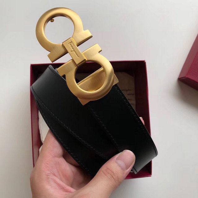 Feragamo gancini original calfskin belt 35mm F0033 black
