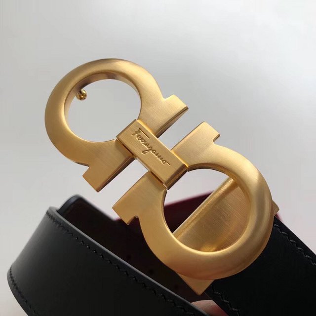 Feragamo gancini original calfskin belt 35mm F0033 black