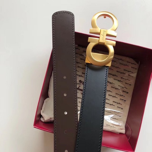 Feragamo gancini original calfskin belt 35mm F0033 black