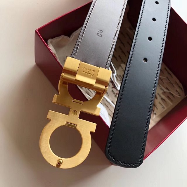 Feragamo gancini original calfskin belt 35mm F0033 black