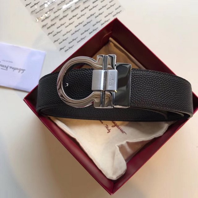 Feragamo gancini original calfskin belt 35mm F0033 black