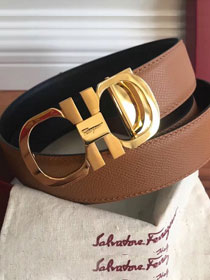 Feragamo gancini original calfskin belt 35mm F0034 coffee