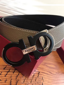 Feragamo gancini original calfskin belt 35mm F0034 grey