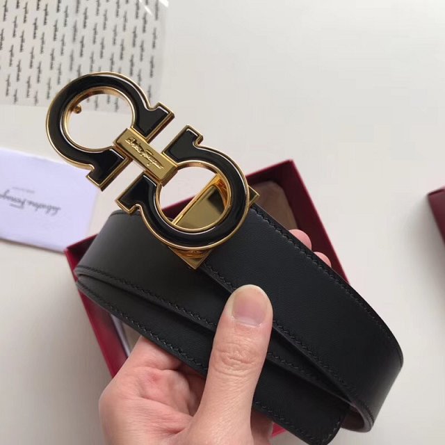 Feragamo gancini original calfskin belt 35mm F0035 black