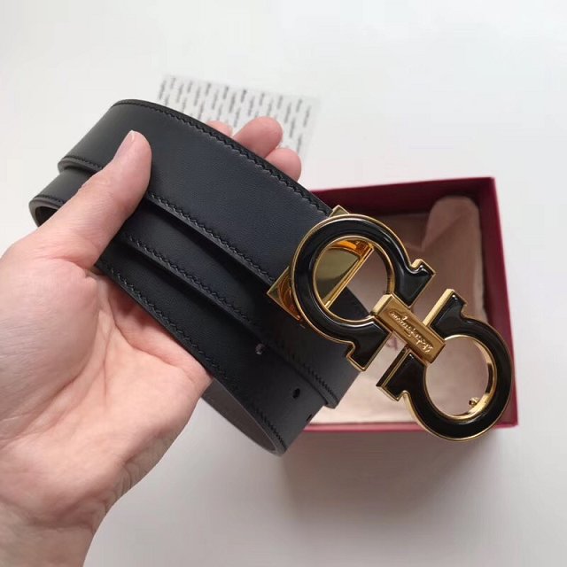 Feragamo gancini original calfskin belt 35mm F0035 black