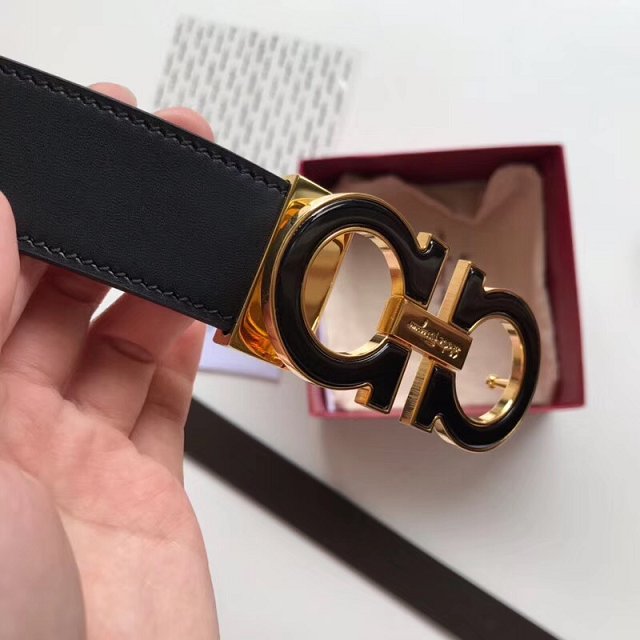 Feragamo gancini original calfskin belt 35mm F0035 black