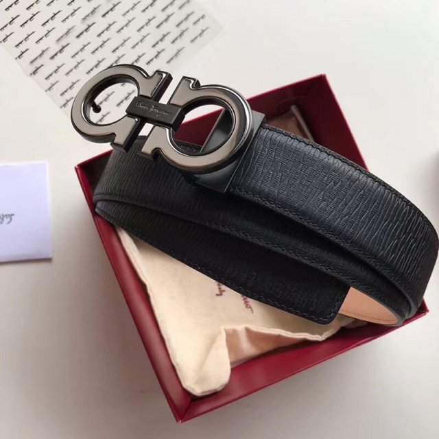 Feragamo gancini original calfskin belt 35mm F0036 black