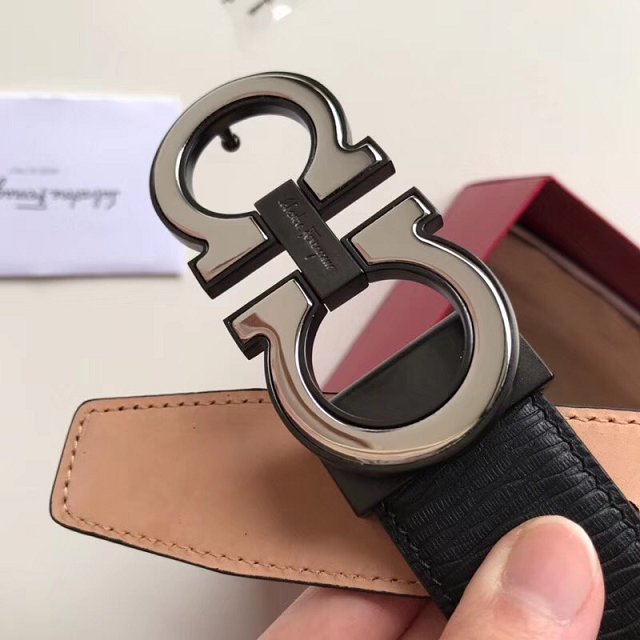Feragamo gancini original calfskin belt 35mm F0036 black