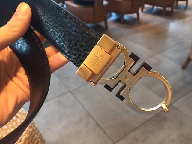 Feragamo gancini original calfskin belt 35mm F0037 dark coffee