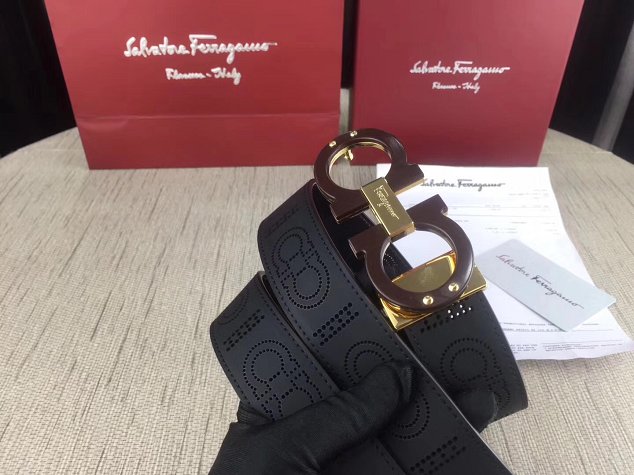 Feragamo gancini original calfskin belt 35mm F0050 black