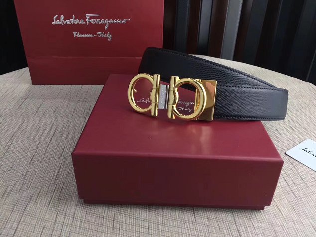 Feragamo gancini original calfskin belt 35mm F0051 black