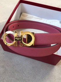 Feragamo gancini original calfskin belt 25mm F0014 burgundy