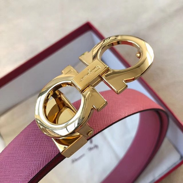 Feragamo gancini original calfskin belt 25mm F0014 burgundy