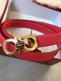 Feragamo gancini original calfskin belt 25mm F0014 red