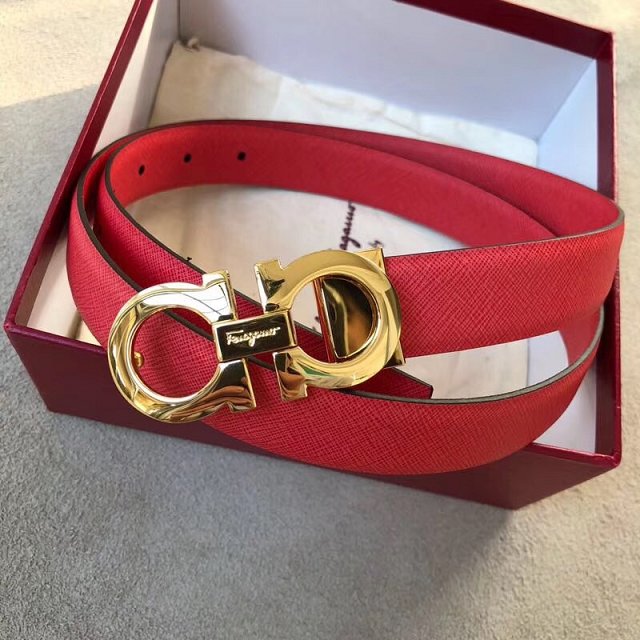 Feragamo gancini original calfskin belt 25mm F0014 red