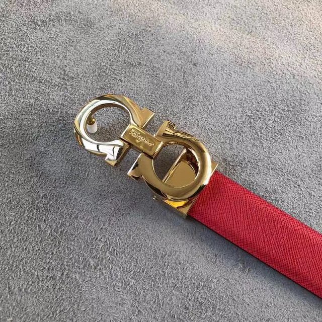 Feragamo gancini original calfskin belt 25mm F0014 red