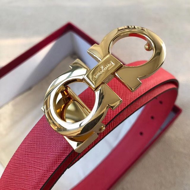 Feragamo gancini original calfskin belt 25mm F0014 red