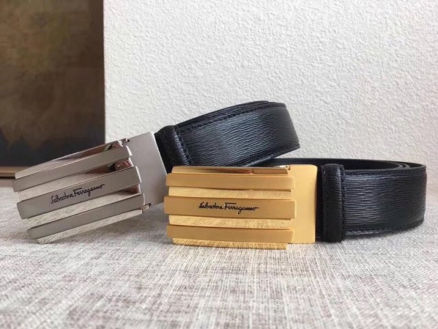 Feragamo gancini original calfskin mens belt 35mm F0044 black