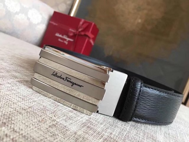 Feragamo gancini original calfskin mens belt 35mm F0044 black