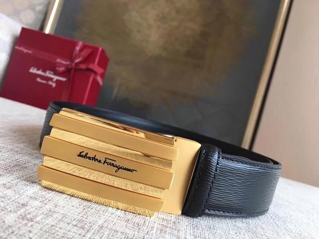 Feragamo gancini original calfskin mens belt 35mm F0044 black