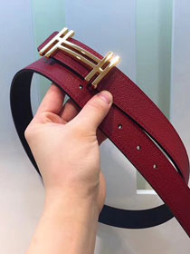 Hermes original calfskin H au carre belt 32mm H066050 bordeaux