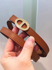 Hermes original calfskin mini athena belt 13mm H065557 coffee