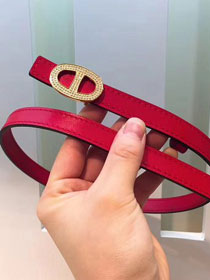 Hermes original calfskin mini athena belt 13mm H065557 wine red