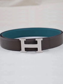 Hermes original epsom H belt reversible 32mm H064544 grey&blue