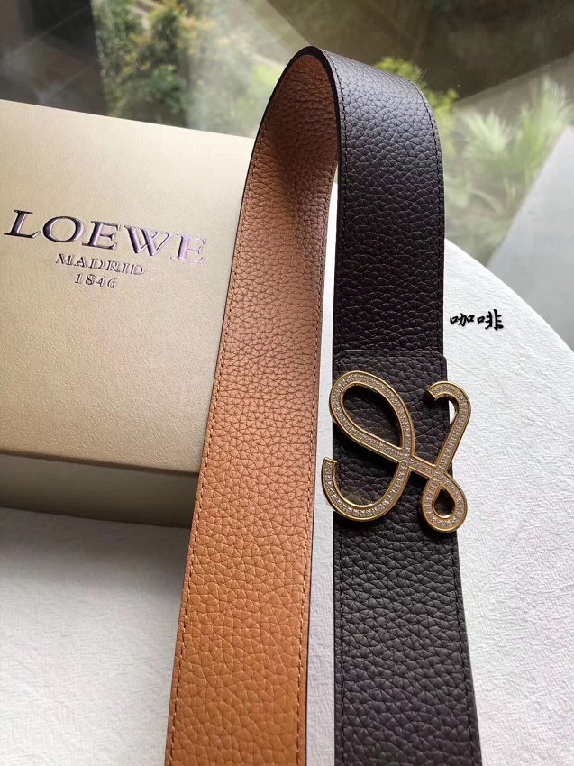 Loewe original calfskin belt 38mm LW0003 dark coffee