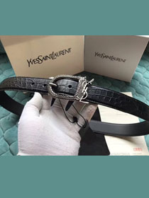YSL original calfskin belt 25mm Y0001 black