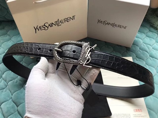 YSL original calfskin belt 25mm Y0001 black