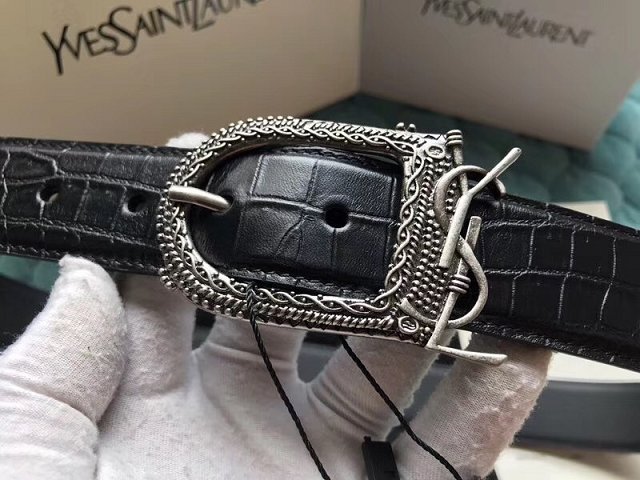 YSL original calfskin belt 25mm Y0001 black