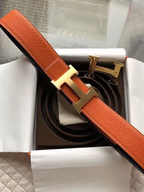 Hermes original calfskin H mens belt 38mm H075355 orange