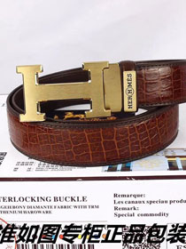 Hermes original crocodile constance belt leather 35mm H064572 coffee
