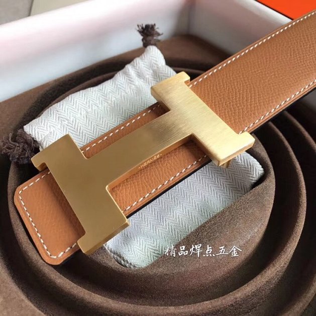 Hermes original epsom leather Constance 2 belt 42mm H064547 coffee