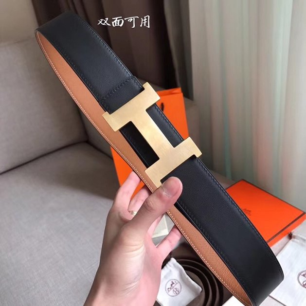 Hermes original epsom leather Constance 2 belt 42mm H064547 coffee