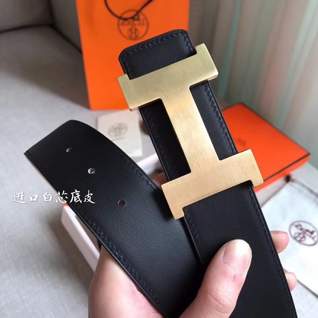 Hermes original epsom leather Constance 2 belt 42mm H064547 coffee