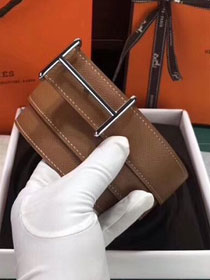 Hermes original epsom leather H d-Ancre belt H077931 coffee