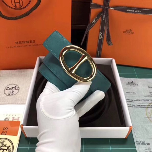 Hermes original epsom leather athena belt H065558 blue