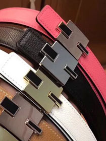 Hermes original epsom leather eileen reversible belt 25mm H073931 black