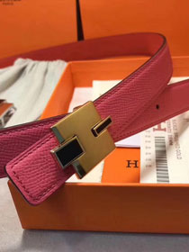 Hermes original epsom leather eileen reversible belt 25mm H073931 pink