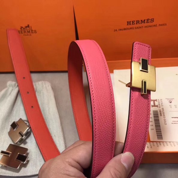 Hermes original epsom leather eileen reversible belt 25mm H073931 pink