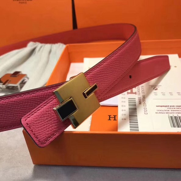 Hermes original epsom leather eileen reversible belt 25mm H073931 pink