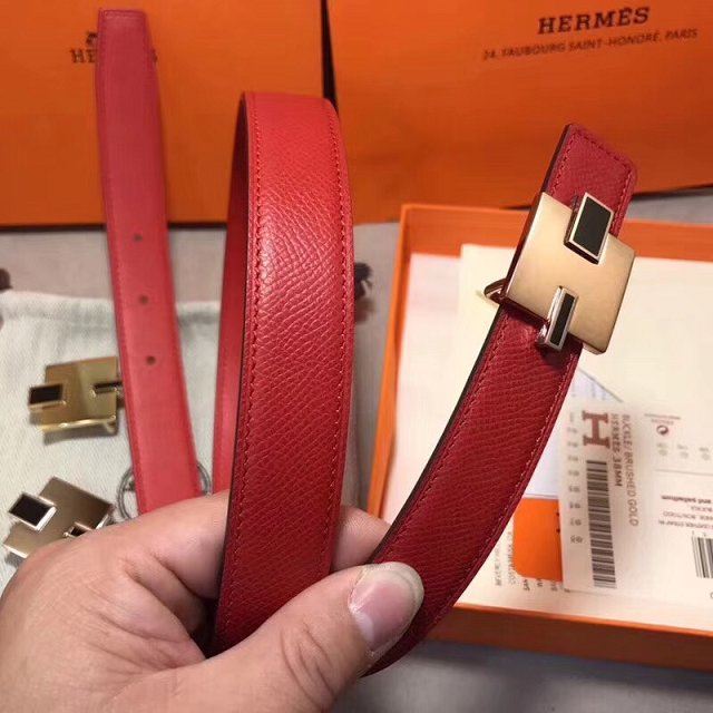 Hermes original epsom leather eileen reversible belt 25mm H073931 red