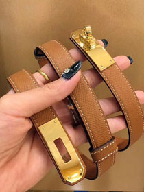 Hermes original epsom leather kelly belt 17mm H069853 coffee