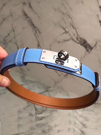 Hermes original epsom leather kelly belt 17mm H069853 light blue