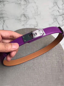 Hermes original epsom leather kelly belt 17mm H069853 purple