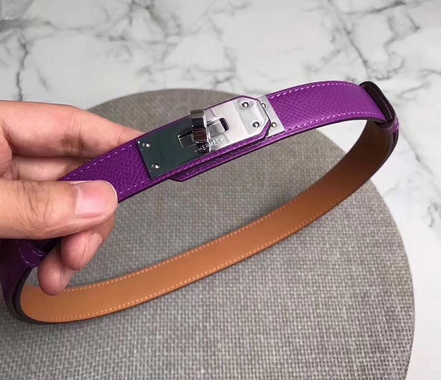 Hermes original epsom leather kelly belt 17mm H069853 purple