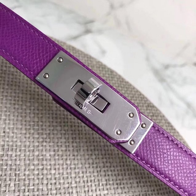 Hermes original epsom leather kelly belt 17mm H069853 purple