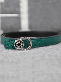 Hermes original epsom leather mini buckle belt 13mm H071429 blackish green